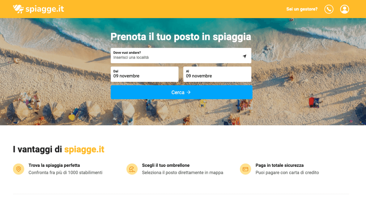 Parasols visibles sur le site numéro 1 en Italie