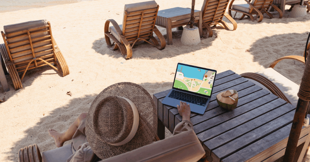 gestore di una spiaggia che controlla la mappa personalizzata con spiagge.it pro